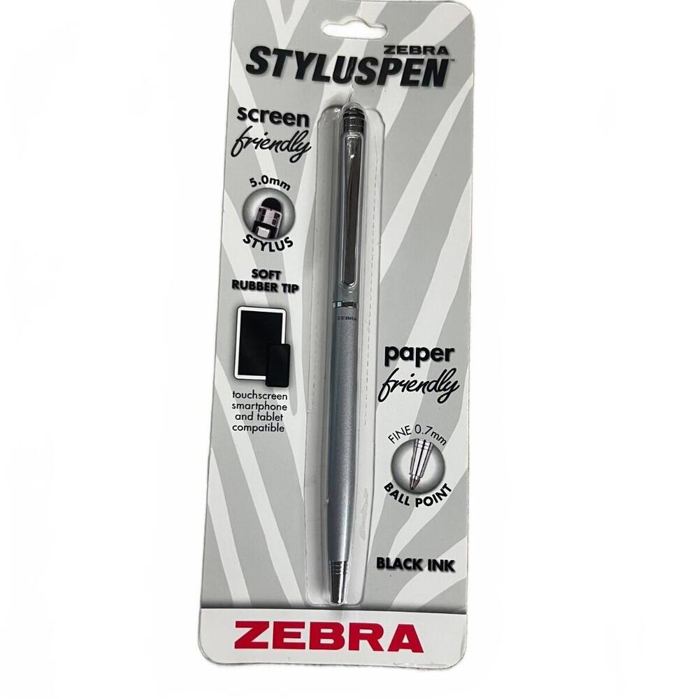 Zebra Stylus/Pen Combination Twist Ballpoint Silver New